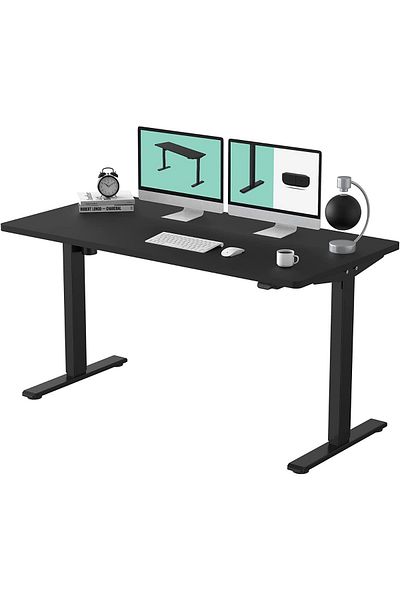 Mahmayi Flexispot 55 X 28 Inches Electric Metal Desk Workstation, Home Office Table Desk - Black