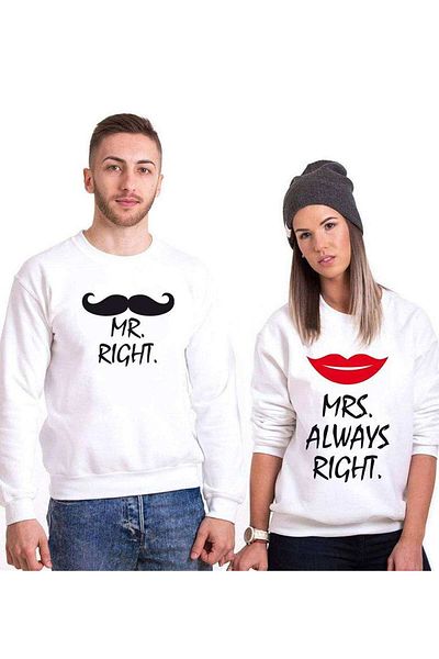 Tshirthane Mr. MrsRightLover Combos Sweatshirt Couple Combination