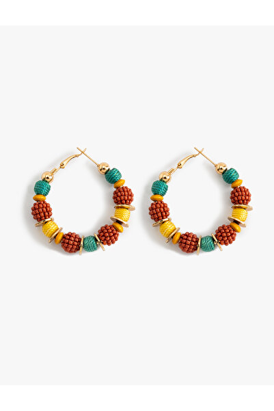 Koton Multicolored Beaded Hoop Earrings