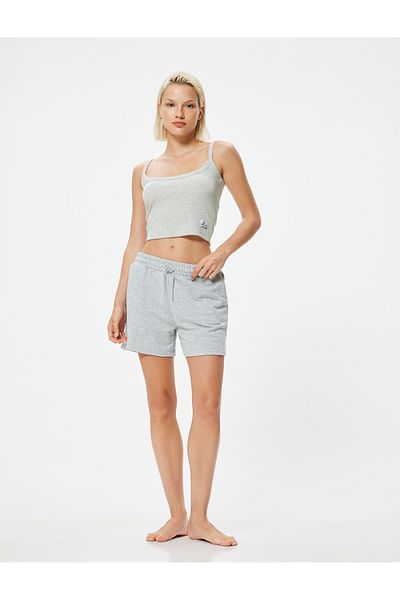 Koton Bequemes Crop-Tanktop mit Kordelzug – mit Trägern, Etikett-Detail