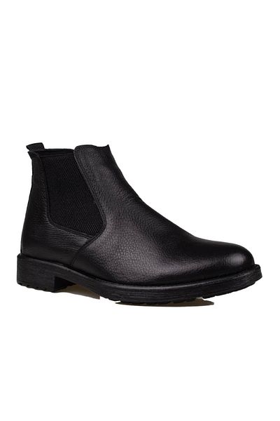 m2s Μαύρο Γνήσιο Δέρμα - Ελαστικές Casual Ανδρικές Μπότες