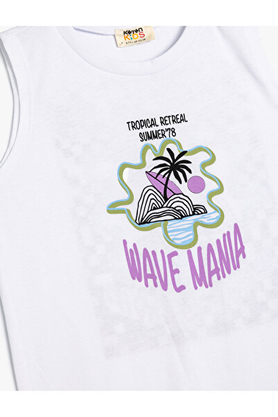 Koton Atlet Kolsuz Bisiklet Yaka Palmiye Baskılı