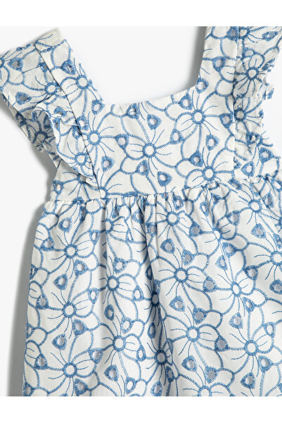 Koton Çiçekli Elbise Fırfır Detaylı Kolsuz