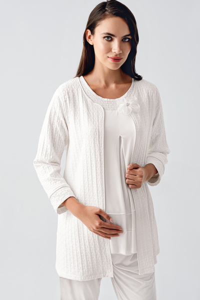 Artış Ecru Maternity Dressing Gown Pajama Set