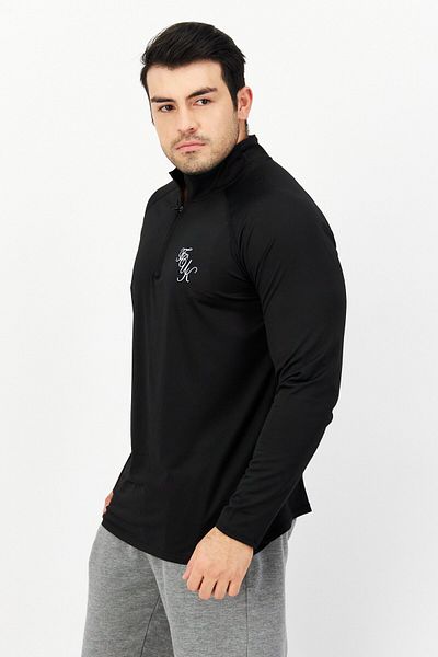 French Connection Men Brand Logo Long Sleeve Half Zip Sweatshirt, Black