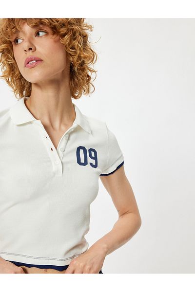 Koton Polo Neck Printed Camisole T-Shirt - Short Sleeve, Slim Fit