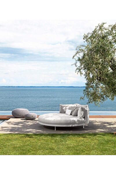 SCY Quattro Bahçe Koltuğu Havuz Başı Divan Havuz Yatağı Şezlong Beyaz Plaj Yatağı Modern Daybed