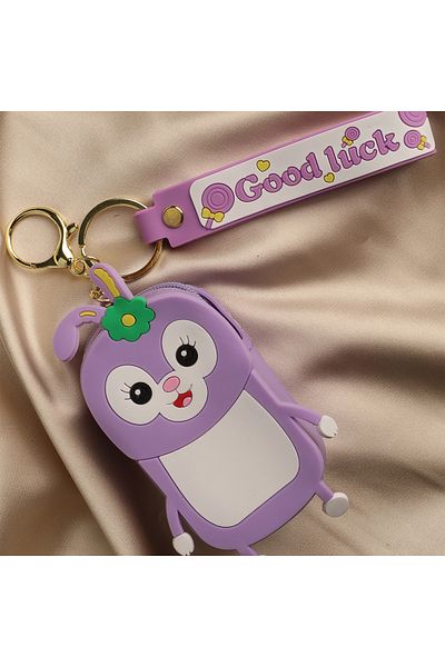 FOURSOLOS Silicone Wallet with Purple Emoji-Keychain, No:218