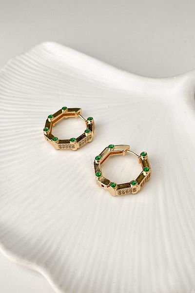 Modex Hoop Zircon Stone Colored Stone Detailed Earrings (Size:2Cm)