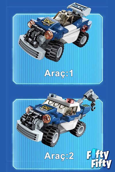 Vagonlife Qman Keeppley 6 in 1 Phantom Cop - Contains 6 Different Vehicles Toy Construction Set -41104