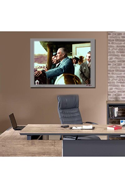 Atatürk Baskılı Kanvas Tablo MDF Şaseli Tuval 50x70 cm - Ata3