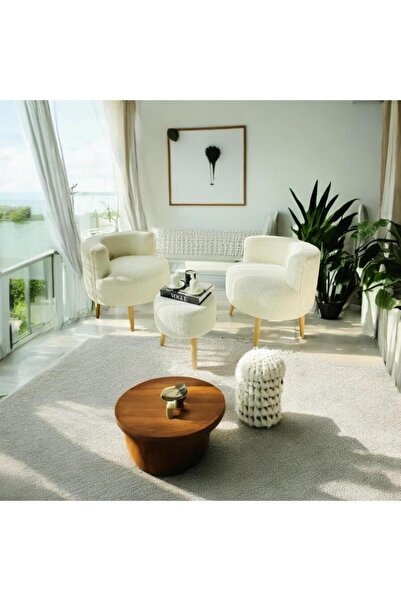 MİRACLE 3D Çay Seti Ikili Koltuk Berjer Ve Puf Takımı (salon, Balkon, Ofis) 3 Lü Takım