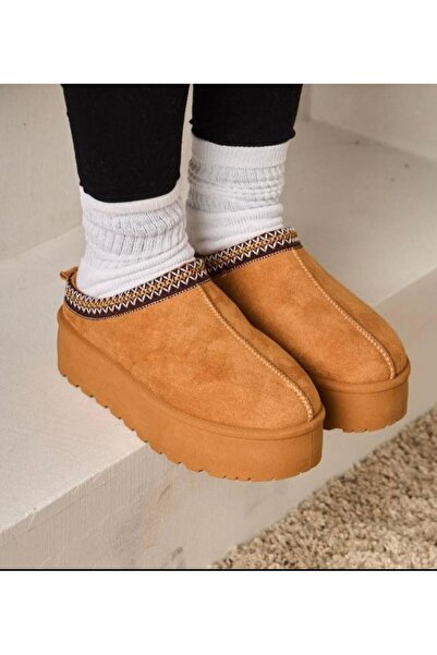 Big Sole Step Γυναικείες μπότες - Χοντρή σόλα, γούνα εσωτερικά, ριγέ, μαύρισμα παντόφλες γραφείου & σπιτιού