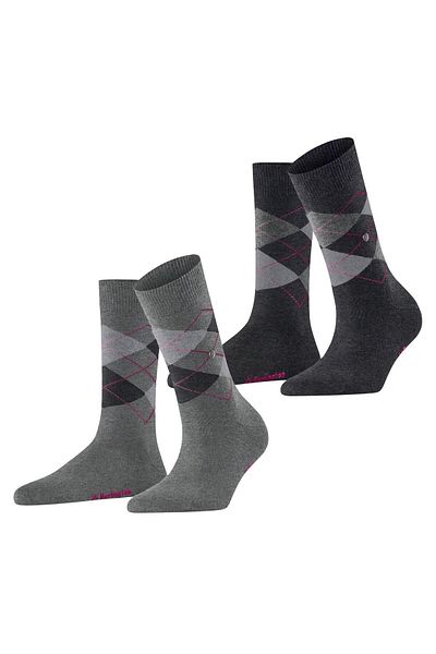 Burlington Einheitsgröße Damen Socken – 2er-Pack Argyle Rautenmuster-Clips
