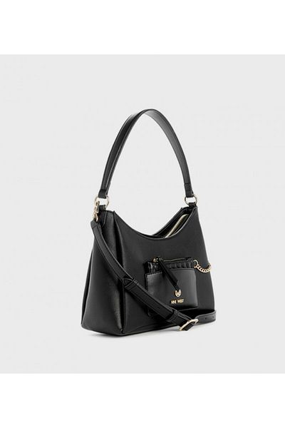 Nine West Women's Black Maverick Top Zip Shoulder Bag