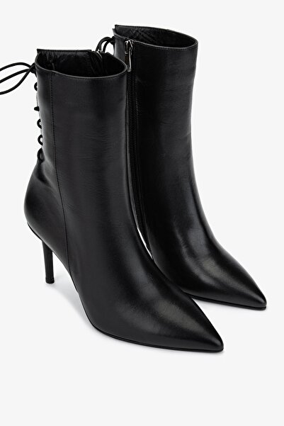 Valmenti Kadın . Siyah Deri Topuklu Bot