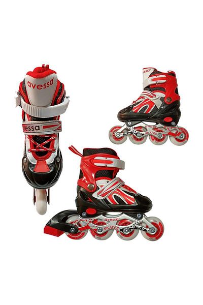 AVESSA Children's Skates Adjustable Skates 34-37 (m) with Bag Red Mds-8701 Single / Double Row Skates Have Brake