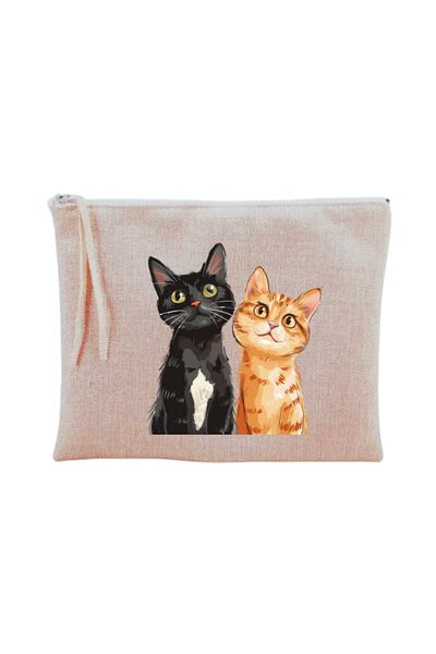 lili hediyelik Τσάντα μακιγιάζ Cute Cats με στάμπα