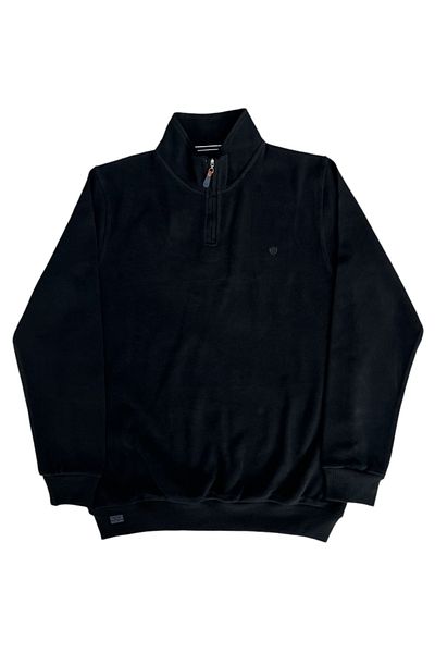 lacaton Unisex Large Size Stight Collar Half Zippered Long Sleeve Sweatshirt