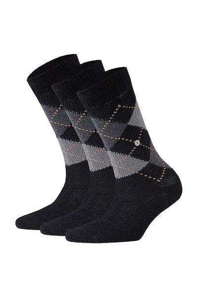 Burlington Damen Socken WHITBY 3er Pack – Kurzstrumpf, Rautenmuster, Einheitsgröße, 36–41
