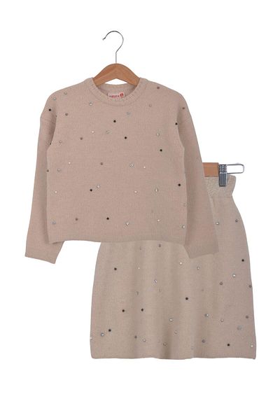 Minora Knitwear Pearl Skirt Suit BEIGE