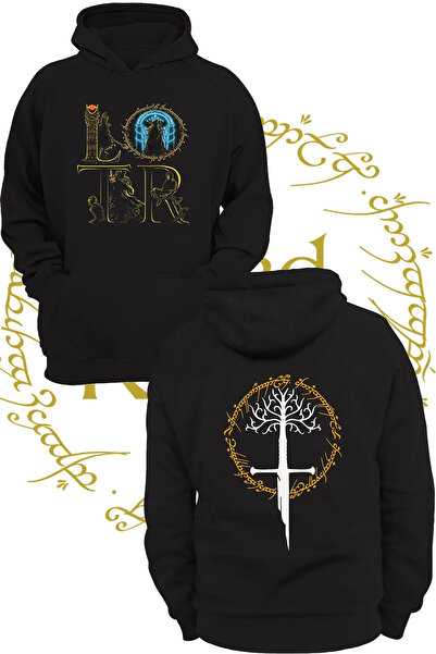 hobidünyam- Lord of the Rings Ring Spectrums 3 Ipl. Raised, Fleece Inside, Very Thick, 100% Cotton Hoodie