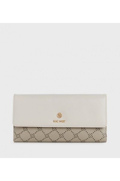 Nine West Women's Beige Lockup 9 Slg Check Sec Wallet