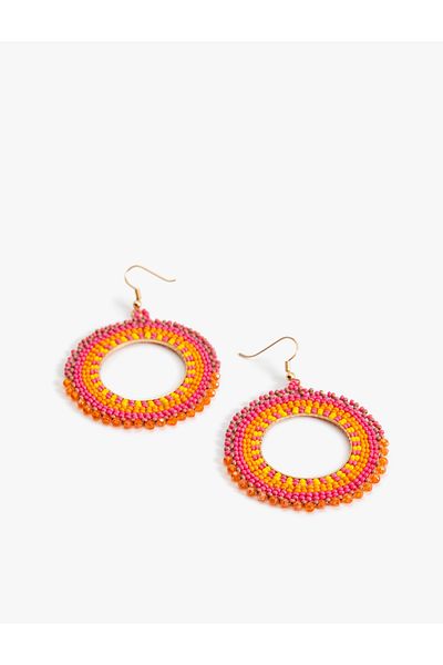 Koton Multicolored Ethnic Earrings - Dangle Bead Detail