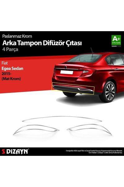 Fiat S-Dizayn Fiat Egea SD Krom Arka Tampon Difüzör Çıtası 3 Prç. 2015 Üzeri ...