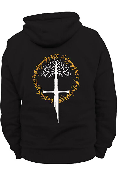 hobidünyam- Lord of the Rings Ring Spectrums 3 Ipl. Raised, Fleece Inside, Very Thick, 100% Cotton Hoodie