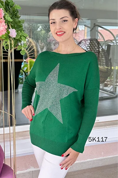 İnce Topuk Star Stone Printed Knitwear Blouse 5K117