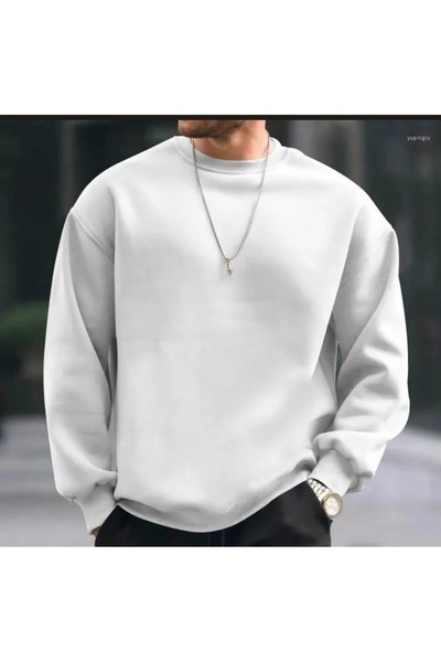 Bisiklet Yaka Oversize Kalın Sweatshirt