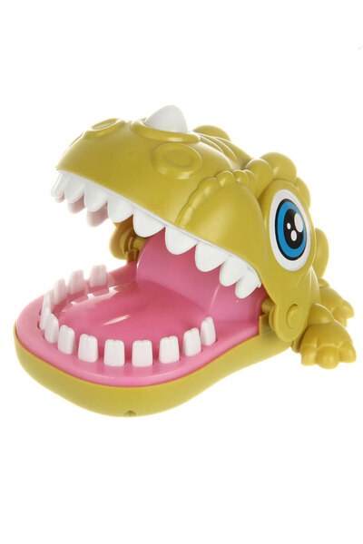 Toyaş لعبة طاولة الأطفال لطبيب الأسنان على شكل ديناصور أصفر، لعبة ممتعة لعض الأصابع على شكل ديناصور