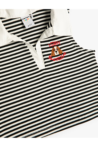 Koton Short Sleeve Polo Undershirt - Dog Embroidered Detail