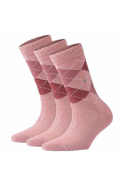 Burlington Damen Socken WHITBY 3er Pack – Kurzstrumpf, Rautenmuster, Einheitsgröße, 36–41