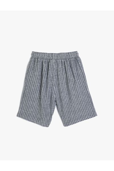 Koton Linen Shorts with Pockets - Elastic Waist and Tie