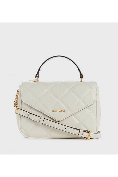 Nine West Women's White Mirabella Top Handle Flap Satchel Bag