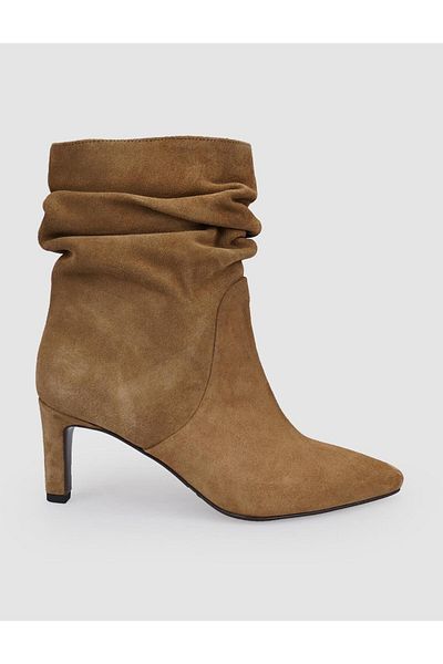 Cabani 100% Genuine Leather Tan Suede Women's Heeled Boots