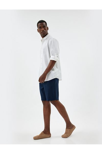 Koton Bermuda Shorts Viscose Linen Blended Chino Pocket Detailed