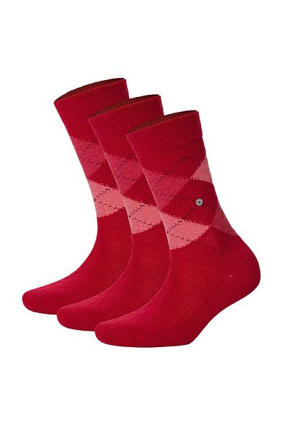 Burlington Damen Socken WHITBY 3er Pack – Kurzstrumpf, Rautenmuster, Einheitsgröße, 36–41