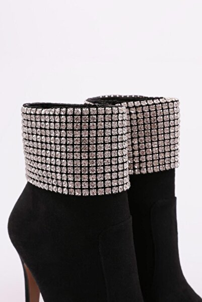 DGN 4259 Cizme de damă cu vârf ascuțit Crystal Stone cu toc subțire