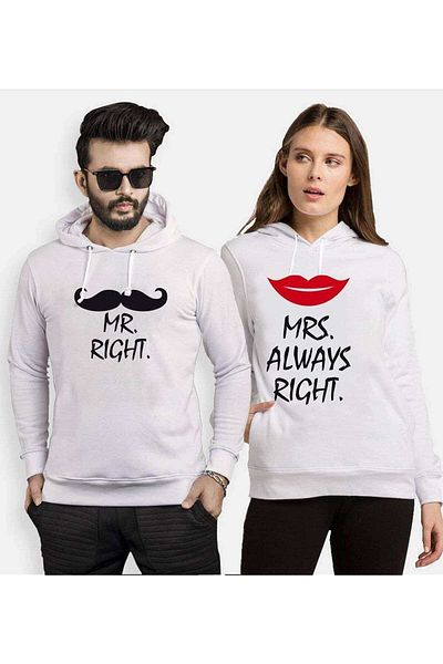 Tshirthane Mr. MrsRightLover Combinations Hooded Couple Combination