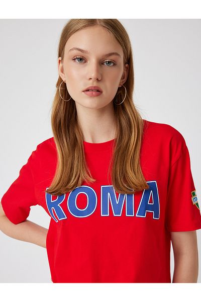 Koton Oversize BacK Printed Crew NecK Short Sleeve T-shirt