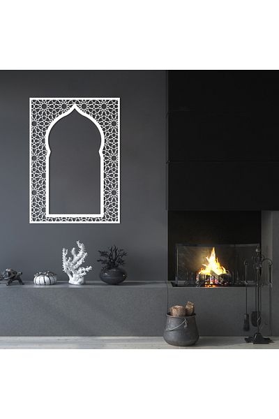 DECOVIENO Decor de perete din metal pentru altar, cadru de perete din metal pentru altar, decor de perete din metal (74 CM X 53 CM)