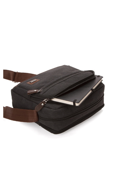 By Hakan Newish Polo 2190 Canvas Shoulder And Messenger Τσάντα Μαύρη