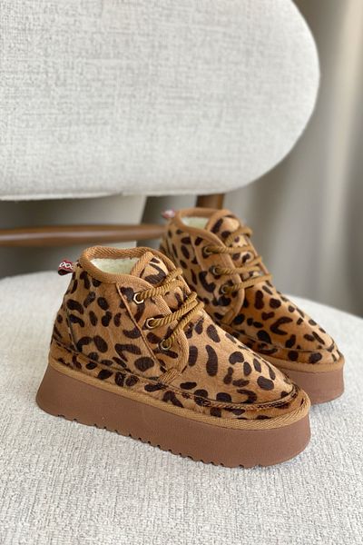 GOFFSHOES Γυναικείες κοντές μπότες Pastor Shearling με σχέδιο Leopard