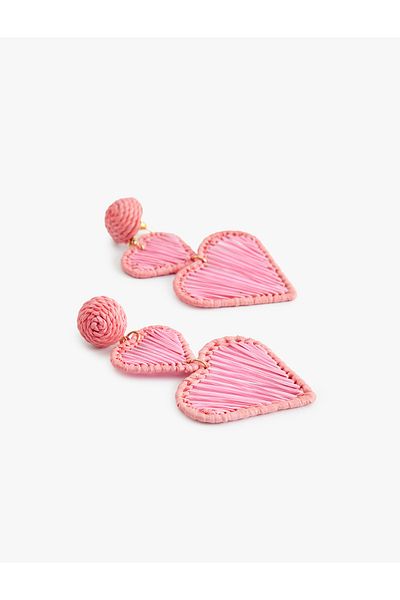 Koton Heart Earring Dangle Wicker Large