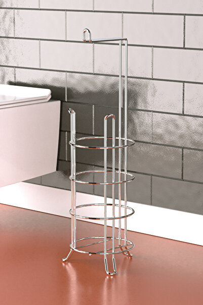 Teknotel Ayaklı Yedekli Tuvalet Kağıtlık, Tuvalet Kağıdı Askısı, Banyo Aksesuarları Krom Mg093