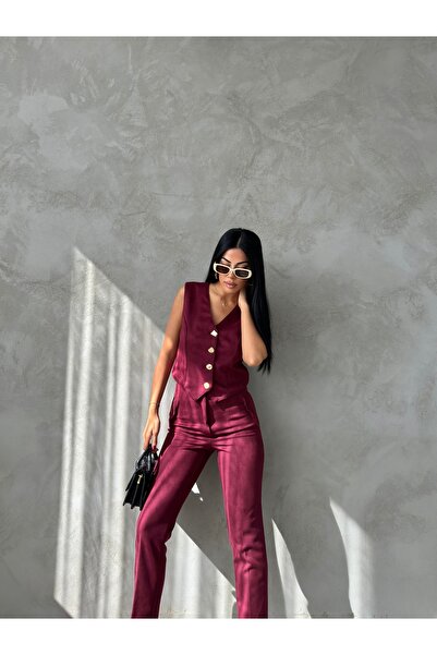 Pulli Collection Güderi Aksesuarlı Düğmeli Yelekli Takım