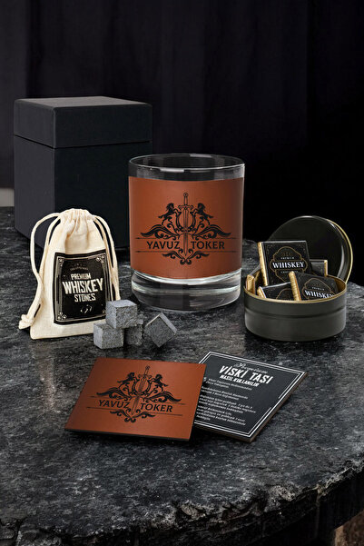 hediyemen Kişiye Özel Deri Kaplama Brechin Atlar İsme Özel Viski Bardak Seti